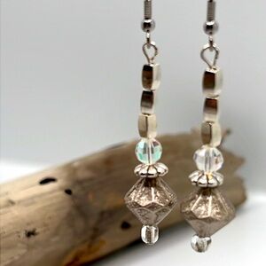 Silver Drop Earrings.